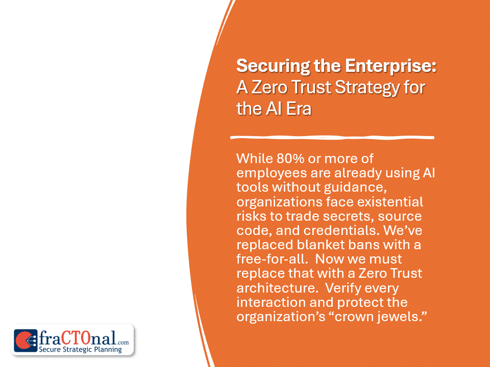 Animated four-slide Zero Trust and AI infographic summarizing themes from the Zero Trust AI Strategy guide